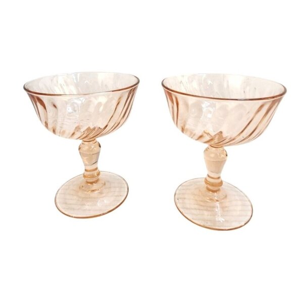 Arcoroc France Luminarc Rosaline Pink Depression Glass Sherbet Dessert Cups Set - Picture 12 of 12